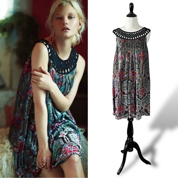 Anthropologie Moulinette Soeurs Silk Linnea Velvet Devour Dress Size Medium - Picture 3 of 15
